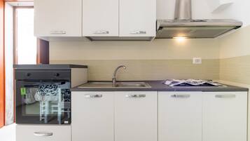 Fridge, oven, stovetop, cookware/dishes/utensils