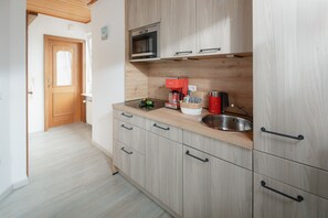 Kühlschrank, Mikrowelle, Herdplatte, Geschirrspüler