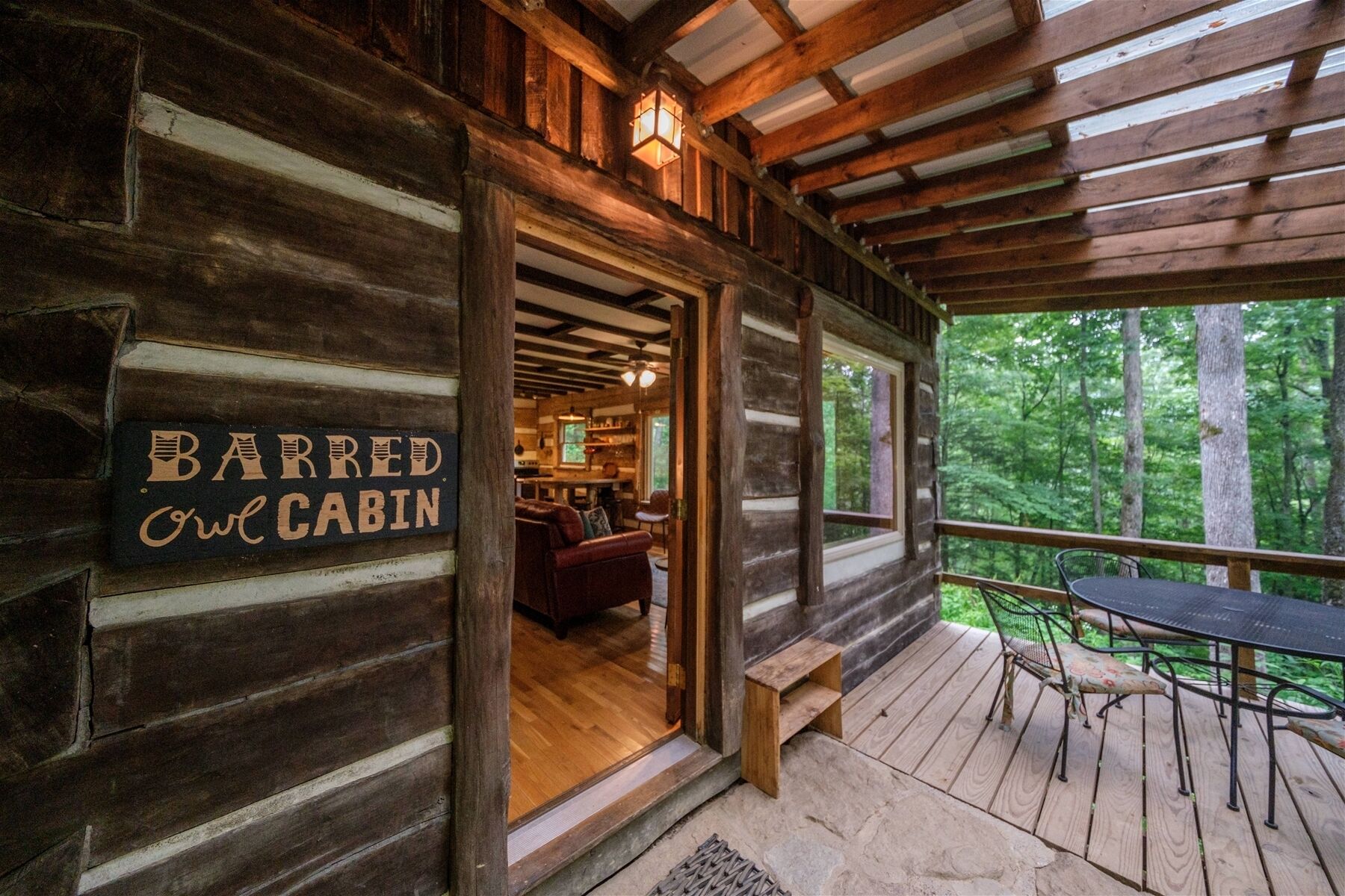 Barred Owl Cabin.  Hand-Hewn Log Cabin behind the Nada Tunnel.