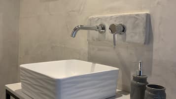 Hair dryer, soap, toilet paper