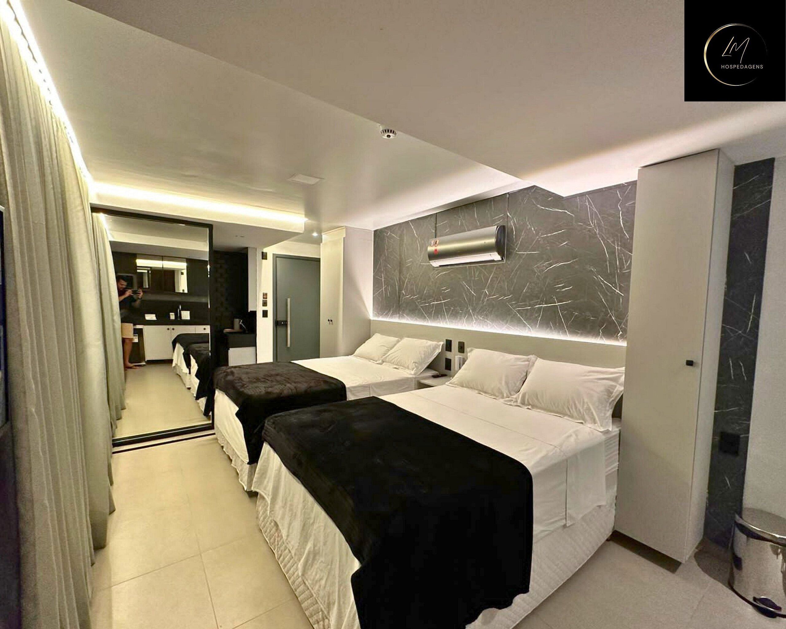 Premium bedding, pillowtop beds, desk, laptop workspace