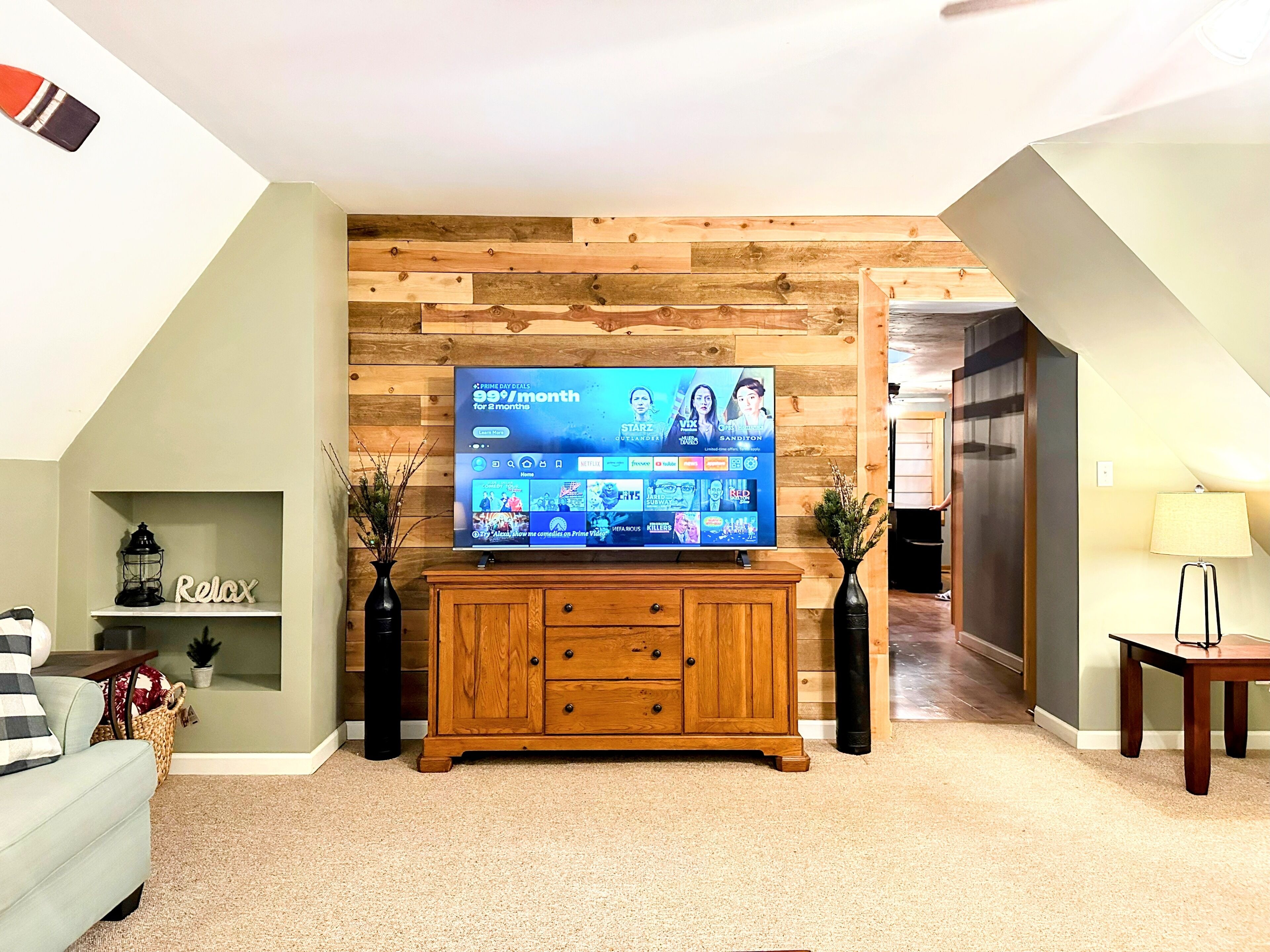 TV connectée, cheminée, jeux vidéo