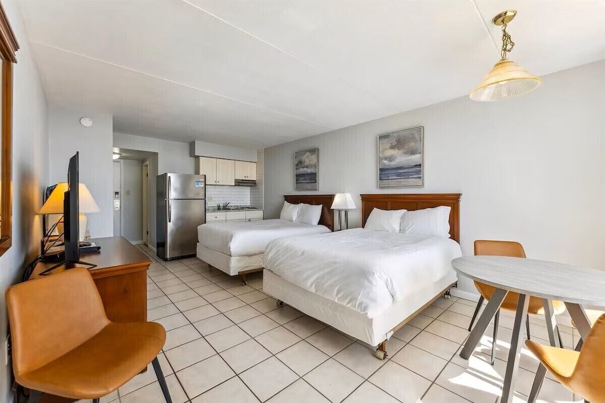 Deluxe Studio, 2 Double Beds, Ocean View, Oceanfront | Individually decorated, individually furnished, laptop workspace