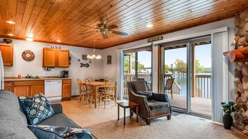 Televisión, chimenea y reproductor de DVD