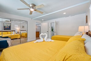 4 bedrooms, desk, iron/ironing board, travel crib