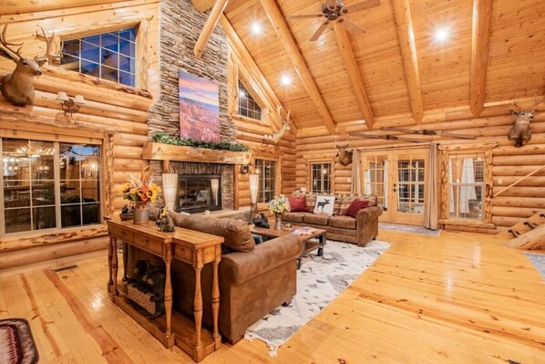 TV, fireplace, video games, stereo