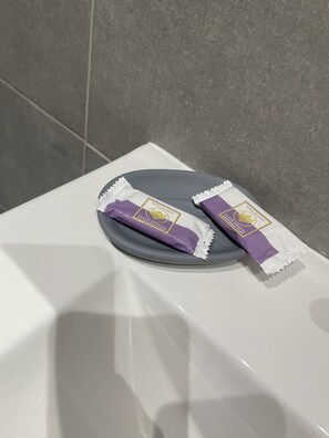 Ducha, secador de pelo, toallas y jabón