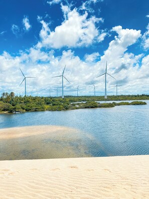 En la playa, playa de arena blanca y traslado desde/hacia la playa 