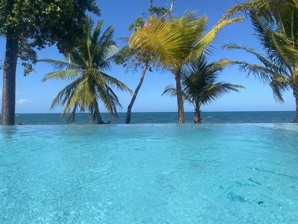 An infinity pool, a rooftop pool