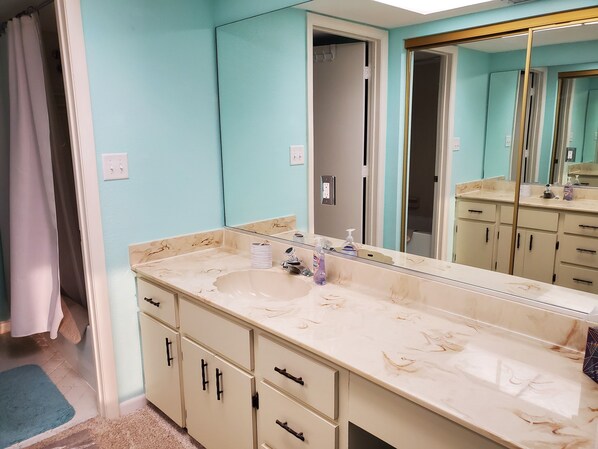 Shower, hair dryer, towels, soap - 2/2 Spacious Unit  (Port Charlotte)