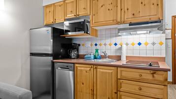 ثلاجة، ميكروويف، موقد طهي مسطح، غسالة أطباق