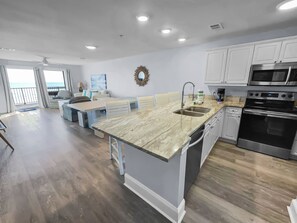 Fridge, microwave, oven, stovetop - Crystal Dunes #204 | Beach by Salt Water Vacations (Destin)