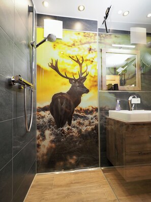 Dusche, Haartrockner, Handtücher