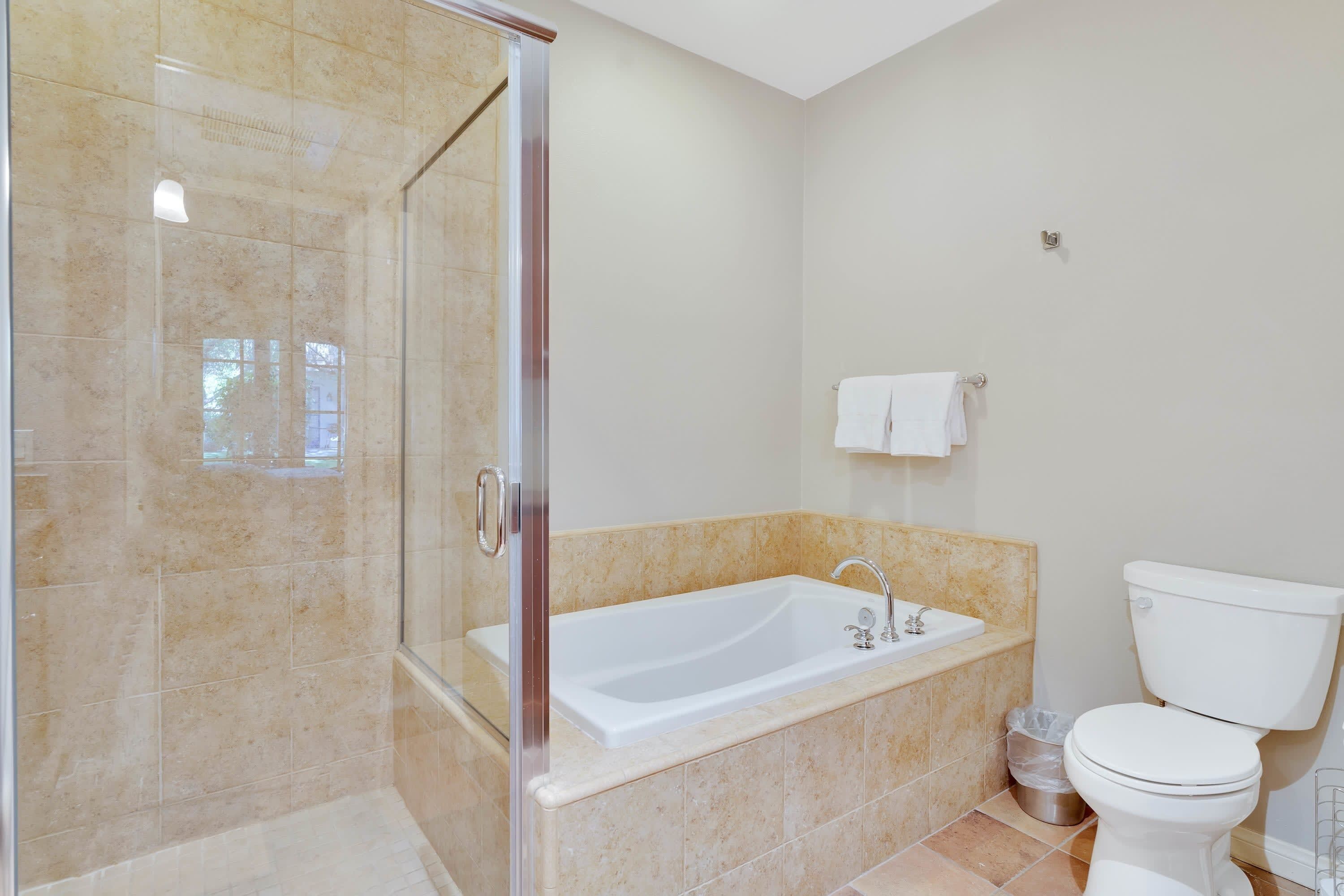 Bathtub, hair dryer, towels