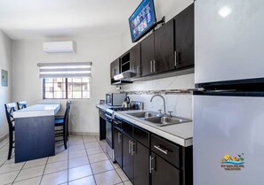Fridge, microwave, coffee/tea maker