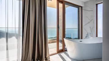 Exclusive Villa | Bathroom | Separate bathtub and shower, hydromassage showerhead, hair dryer