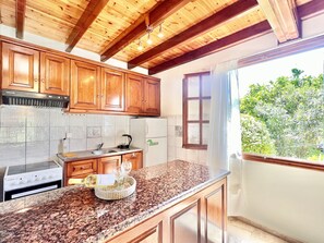 Fridge, oven, stovetop, coffee/tea maker