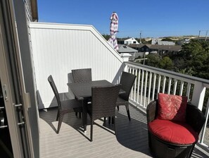 Outdoor dining - Ocean views, private access to beach, quiet, comfortable condo in far east Ptown (Provincetown)