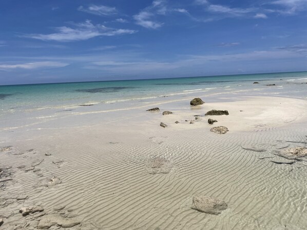 On the beach, beach towels