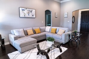 Smart TV, fireplace, computer monitors