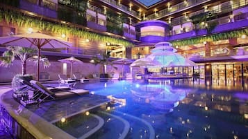 A rooftop pool