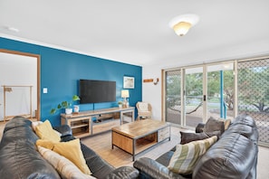 Smart TV, DVD player, books, video library