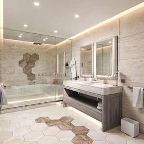 Separate bathtub and shower, deep-soaking bathtub, rainfall showerhead - HOTEL VIA VENETO (Rome)