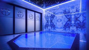 Indoor pool, open 8:30 AM to 10:00 PM, free pool cabanas