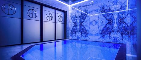 Indoor pool, open 8:30 AM to 10:00 PM, free cabanas