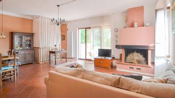 TV, fireplace, table tennis