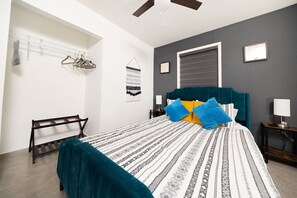 2 bedrooms, desk, iron/ironing board, travel cot