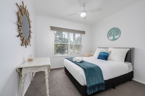 2 bedrooms, desk, iron/ironing board, travel cot