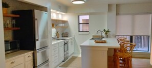 Fridge, microwave, oven, dishwasher