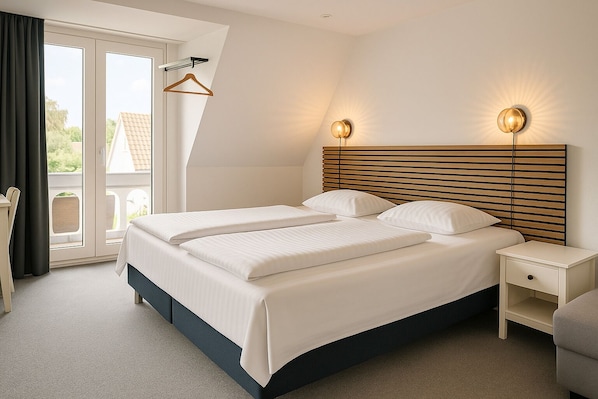 Doppelzimmer, Gemeinschaftsbad | Verdunkelungsvorhänge, kostenloses WLAN, Bettwäsche