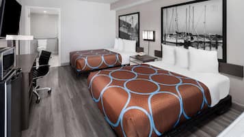 Room, 2 Double Beds, Accessible (Mobility/Hearing, Tub w/Grab bars) | Desk, laptop workspace, bed sheets