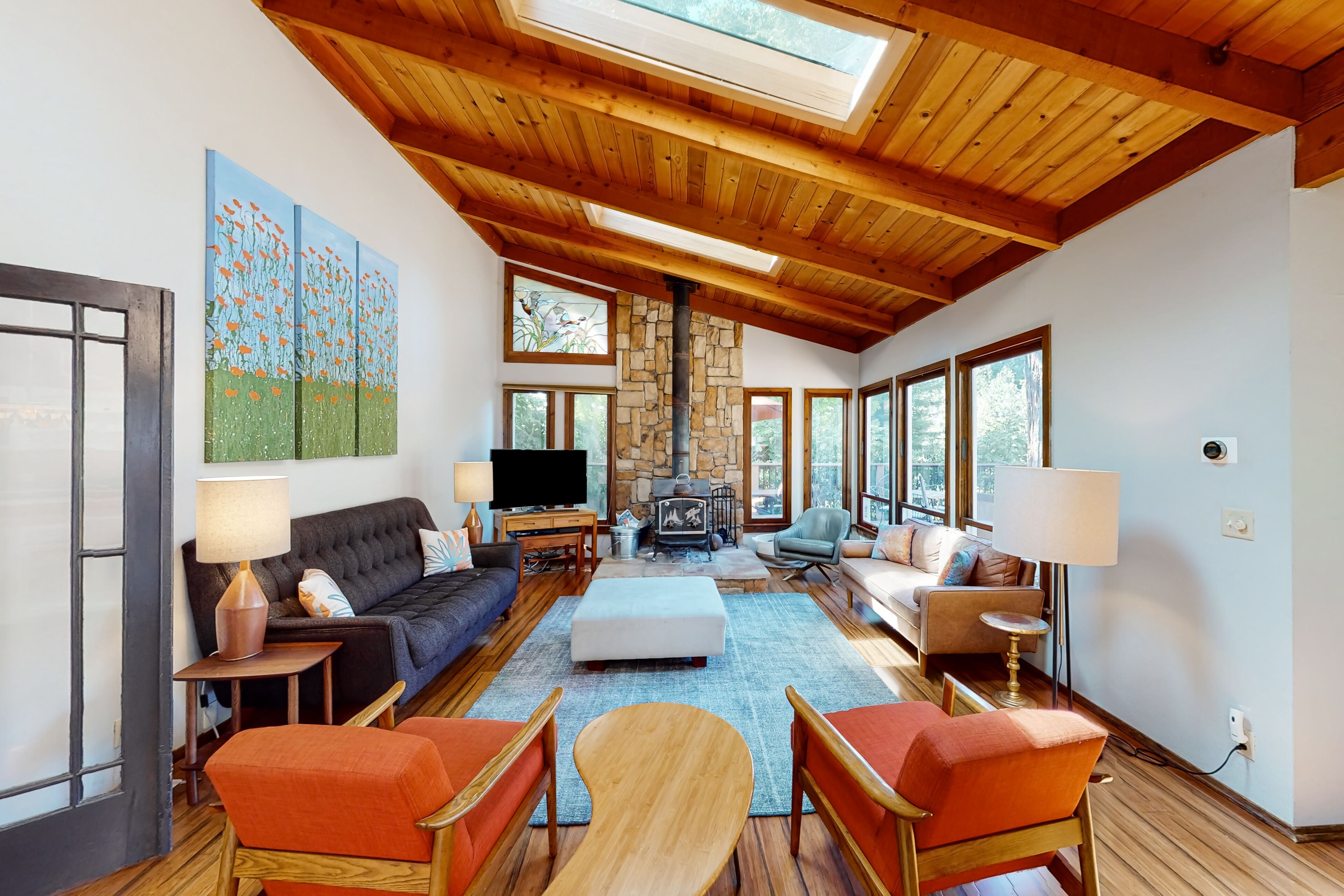 Riverfront, dog-friendly home with hot tub, water access & redwood views