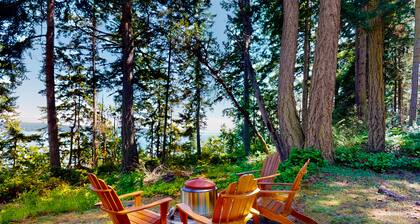Water-view home with large deck, firepit, grill, & W/D