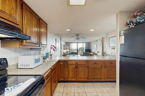 Fridge, microwave, oven, stovetop - Carolina Dunes 102 | Condo in Myrtle Beach 2BR ocean view condo with pool access (Myrtle Beach)