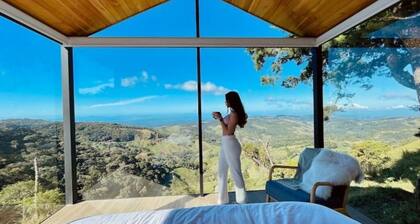 Glass Cabin in the Forest+270° view+ Hot Tub +Deck