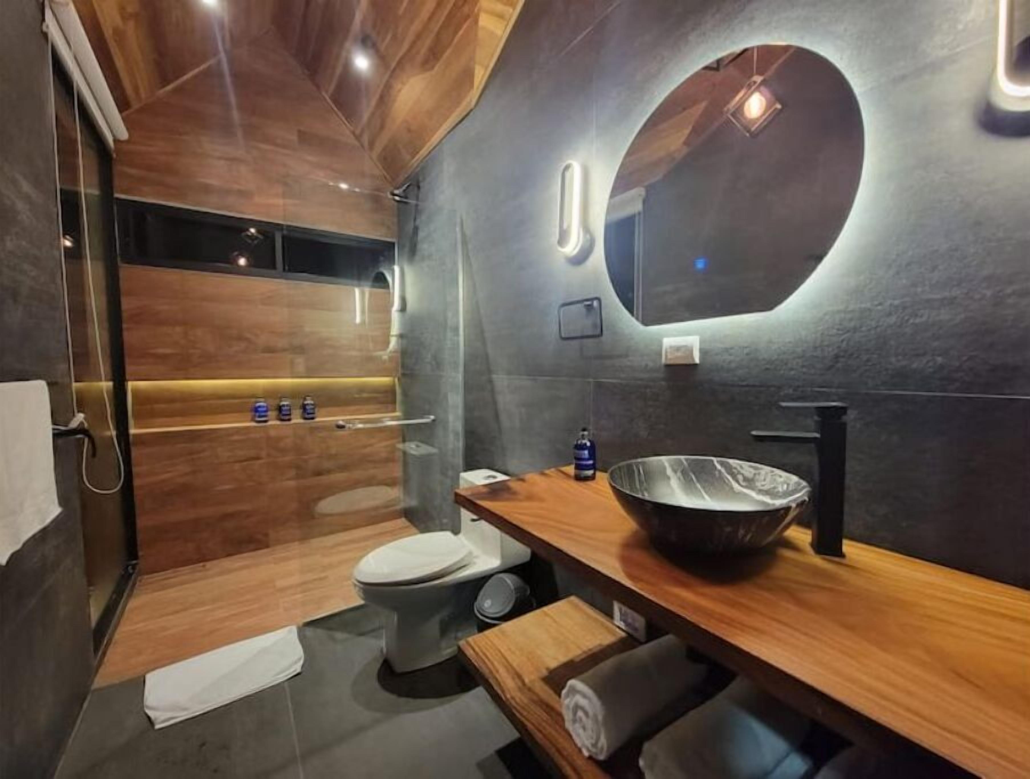 Secadora de cabello, toallas, jabón, shampoo 