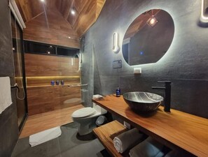 Hårtork, handdukar, tvål och schampo