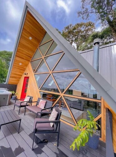 A-frame in the forest + Deck + Hot tub+ Fire place