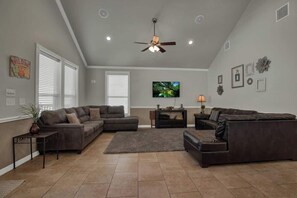 House, Multiple Beds, Patio (9300 River Rd #9) | Living area | MP3 dock - Let's Go Tubing! Awesome House-next to River! (New Braunfels)