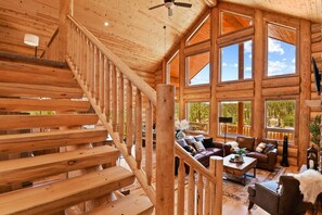 Smart TV, fireplace, video games, DVD player