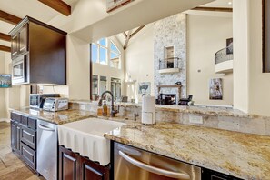 House, Multiple Beds, Pool Access | Private kitchen | Fridge, microwave, oven, stovetop - Luxurious Hill Country Retreat With Pool and Firepit! (Dripping Springs)