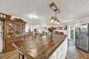 House, Multiple Beds, Patio | Private kitchen | Fridge, microwave, oven, stovetop - Unique Geodesic Dome House 5 mi to Dntwn Fred! (Fredericksburg)