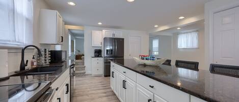 Fridge, microwave, oven, dishwasher