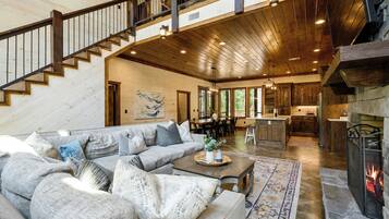 Smart TV, fireplace, video games, DVD player