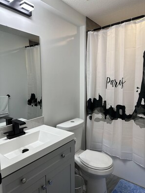 Towels, soap, shampoo, toilet paper