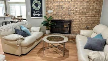 Smart TV, fireplace, video games, books